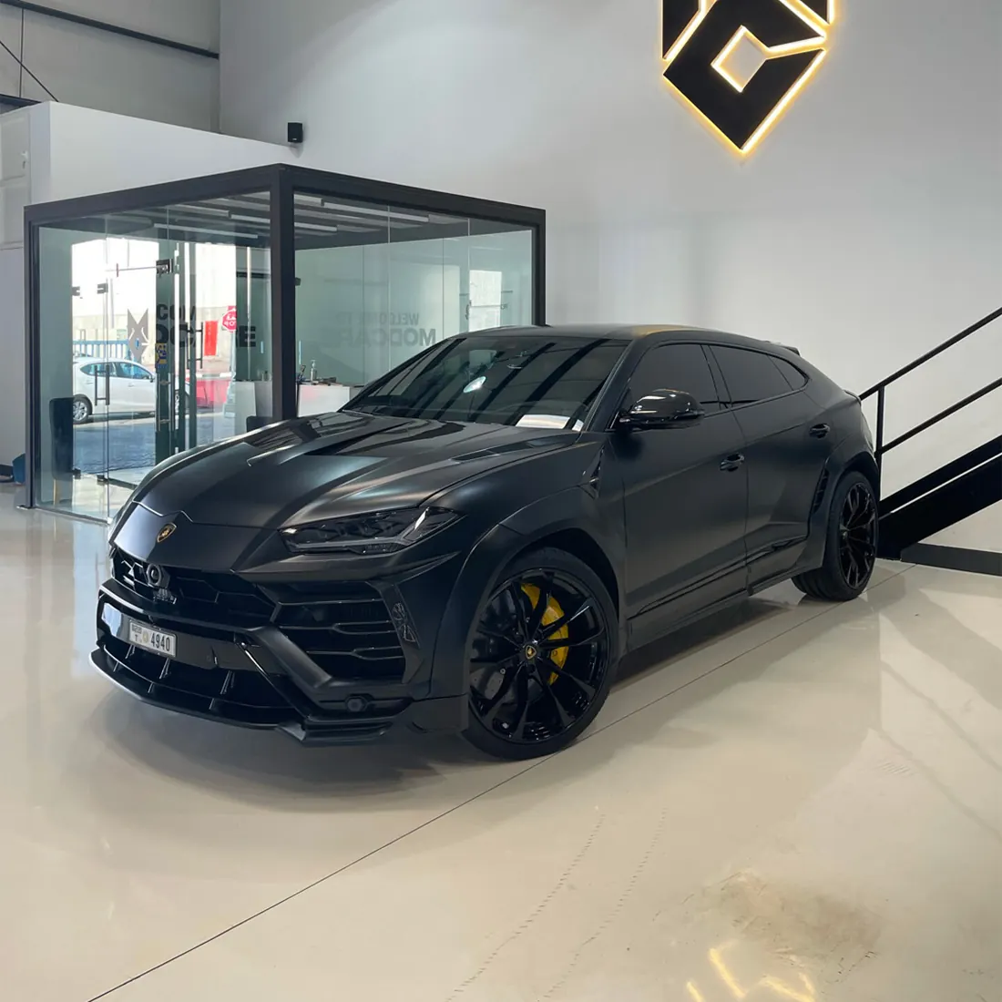Satin paint protection film on a Lamborghini Urus at Modcare
